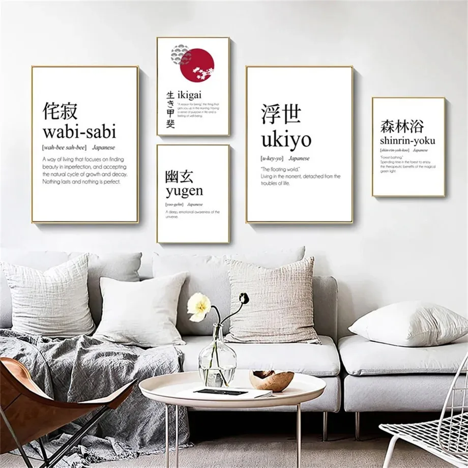 Ukiyo Yugen Betsubara Quote Text Japanese Wall Art Canvas Painting Nordic Posters And Prints Wall Pictures For Living Room Decor