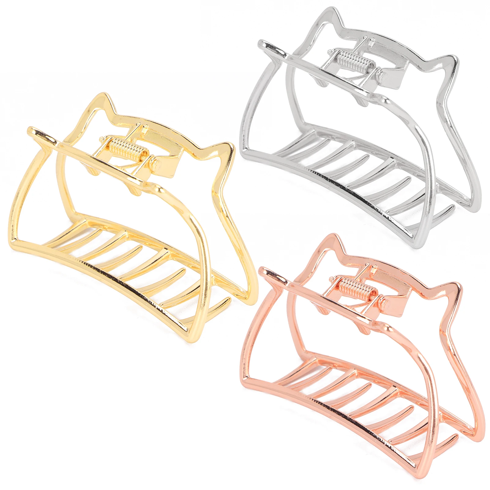 مشبك الشعر المشابك مشبك شعر مقاطع معدنية قوية عقد نونسليب القط شكل الفك مقاطع ماسك الشعر للنساء الفك مقاطع ماسك الشعر