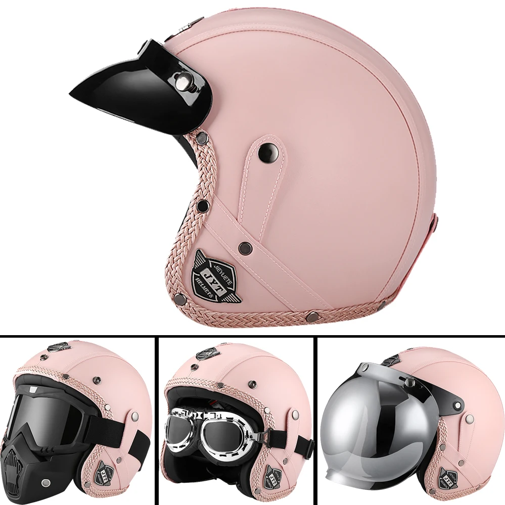 DOT 3/4 Open Face Motorcycle Retro Motorbike Helmets With For Men Women Vintage Chopper Capacete De Moto Bike Cascos Scooter view 5