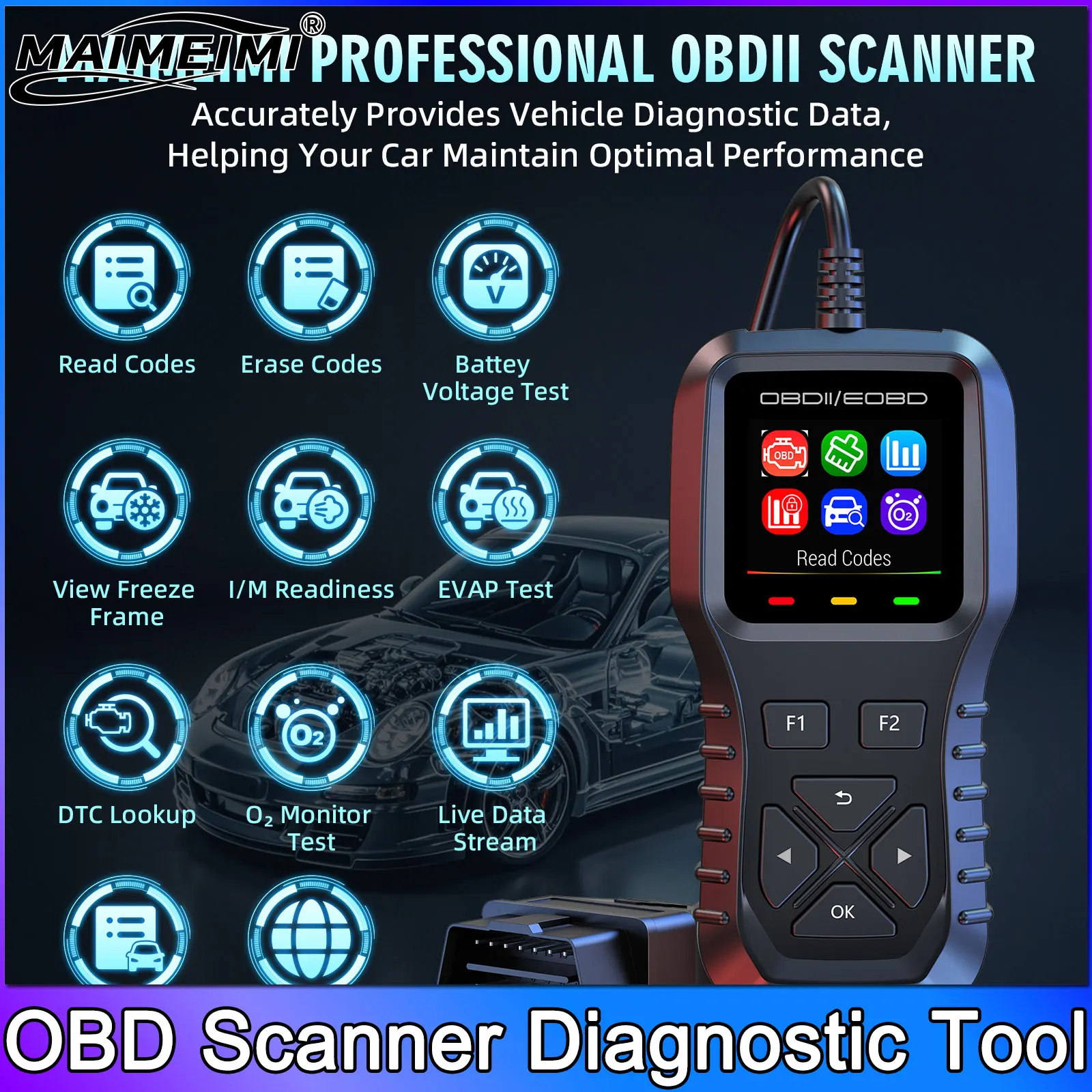 QC K1 Car Obd2 Scanner Diagnostic Tool Code Reader Engine Fault Code Reader Scanner Can Diagnose All Obd Protocol Cars