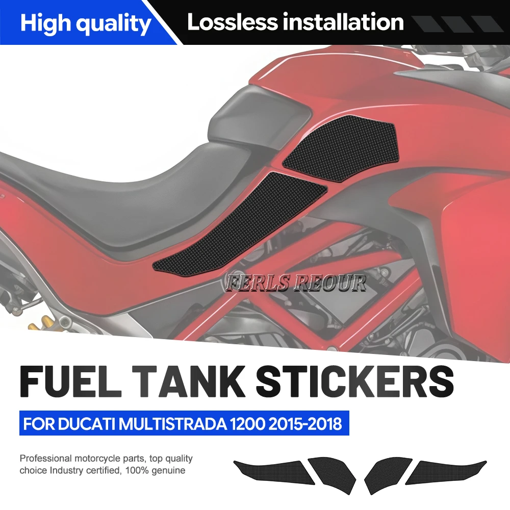 Thick Grid Elastic Weatherproof Rubber Tank Traction Pads For Ducati Multistrada 1200 2015-2018 Rally Style Moto Mod Parts