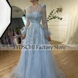 Customized Evening Dresses Luxury Mermaid Blue Applique Strapless Beading Party Dresses 2024 Formal for Women vestidos de noche