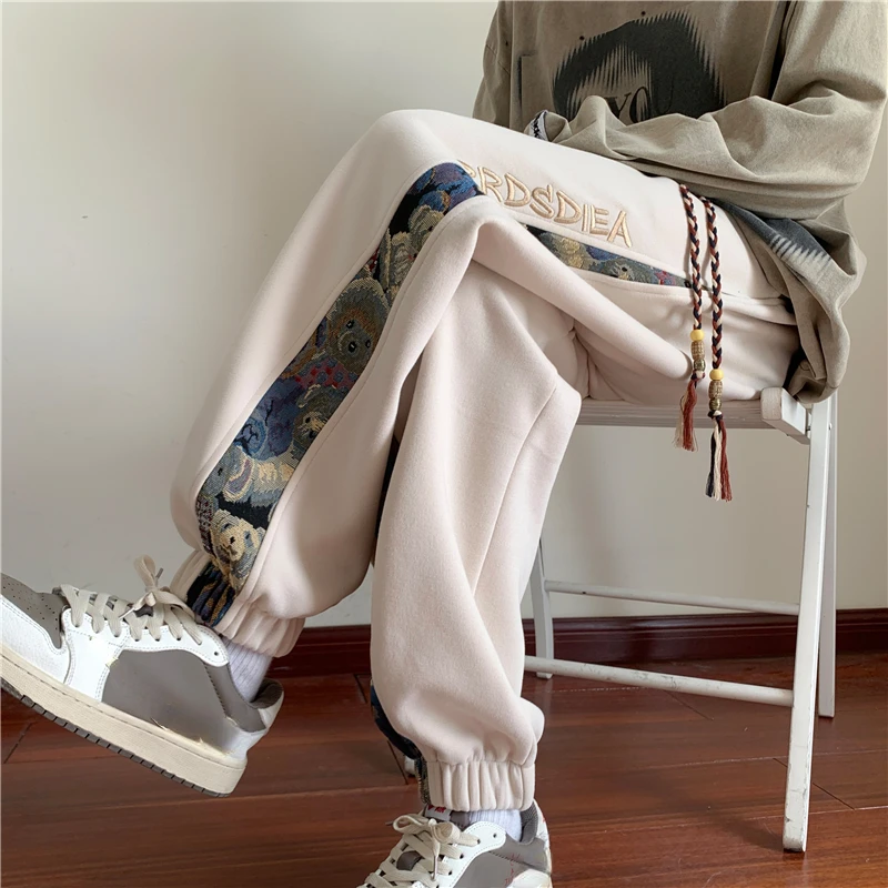 

Autumn Bear Embroidery Drawstring Pants Trend Design Sense Niche Sweat Pants Fashion Loose Casual Women Men Sweatpants