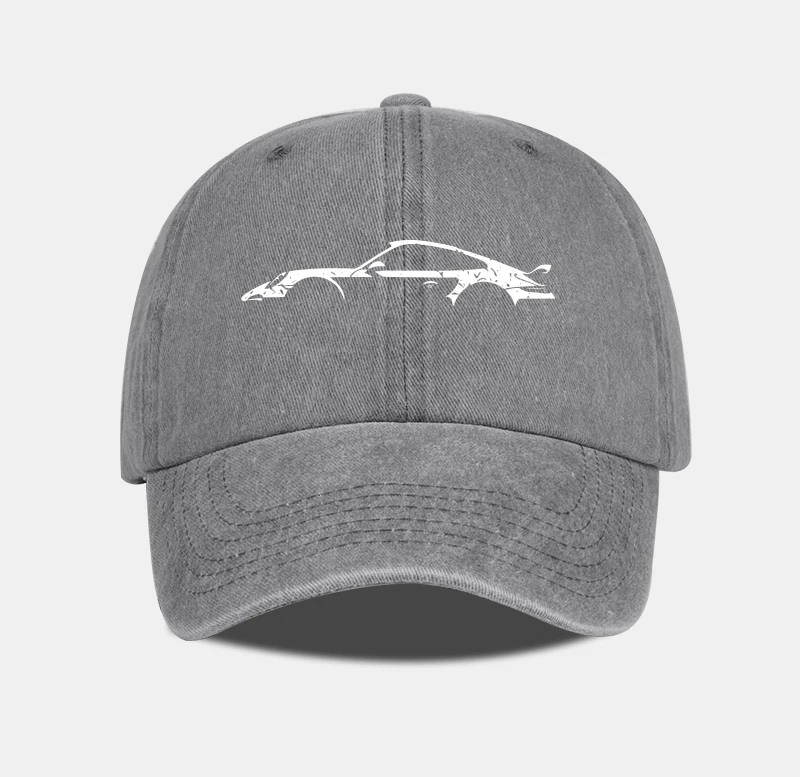 Klassische Sportwagen-Silhouette Baseballkappe für Herren Retro Gewaschene Baumwolle Verstellbare Dad-Mütze Lässiger Automobil-Sonnenhut – Detail 6