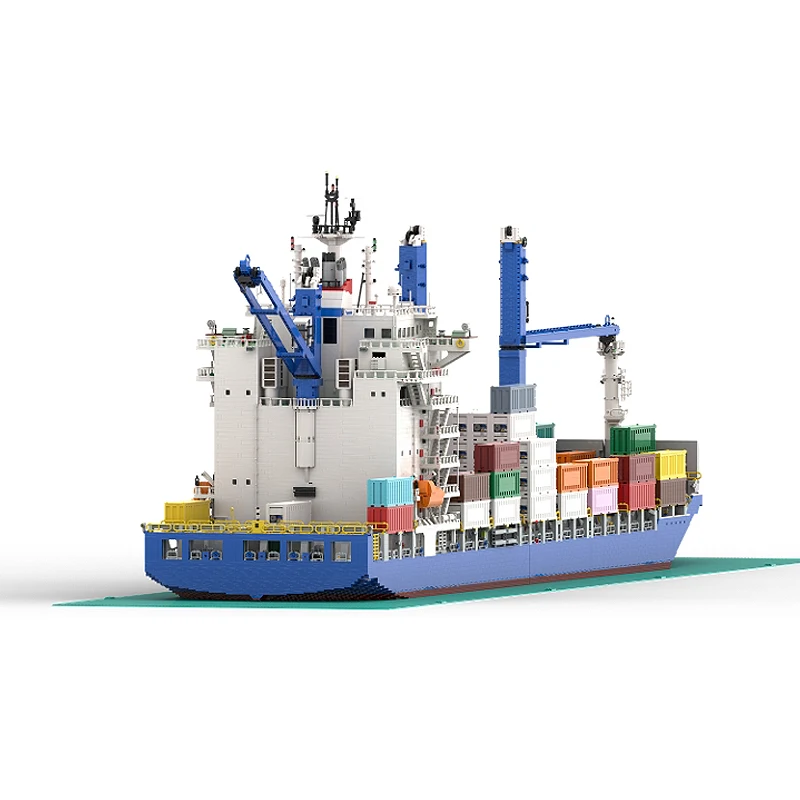 Moc recipiente navio v2 navio montagem blocos de construção modelo diy tijolos tecnologia barco aniversários das crianças brinquedos kits