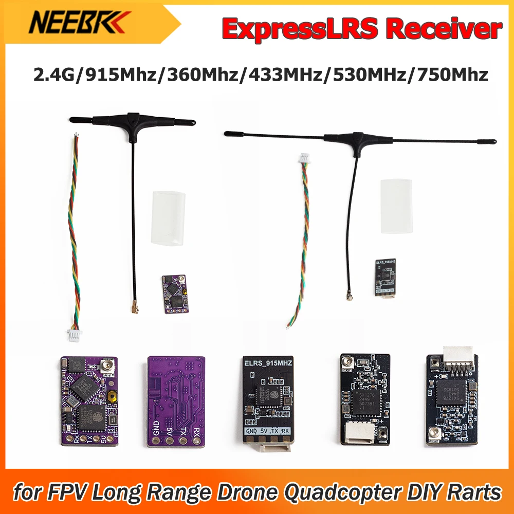 ELRS Receiver 2.4GHz 915Mhz 750Mhz 530MHz 433MHz 360Mhz ExpressLRS RX with T Type Antenna for RC FPV Traversing Drone DIY Rarts