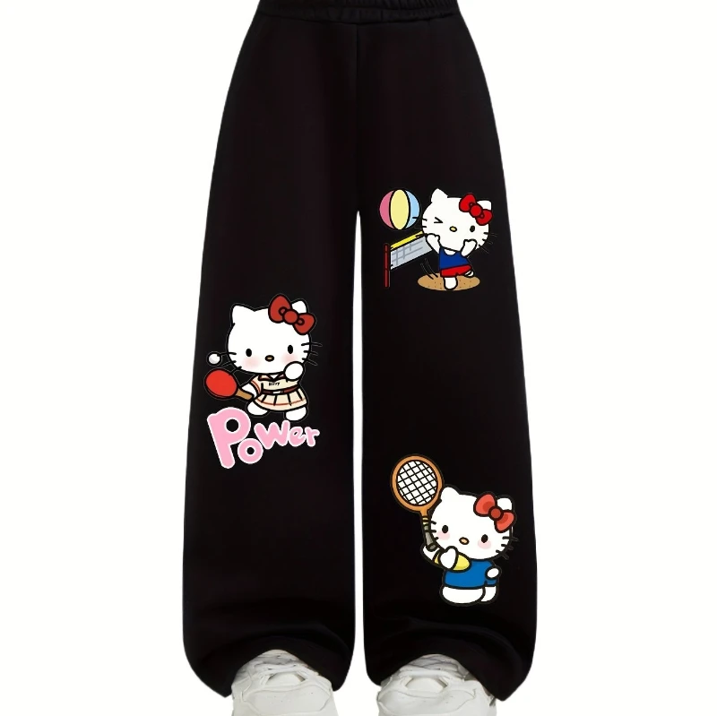 Zomerbestsellers: Sanrio Hello Kitty-patroon voor dames, casual broek met cartoonontwerp, elastische riem voor comfortabele pasvorm