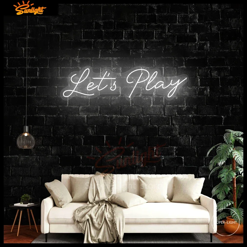 75cm Lets Play Neon Sign, Led Flex Neon Light, Wall Decor For Bedroom Home Game Party, Birthday Wedding sign,Personalized Gif