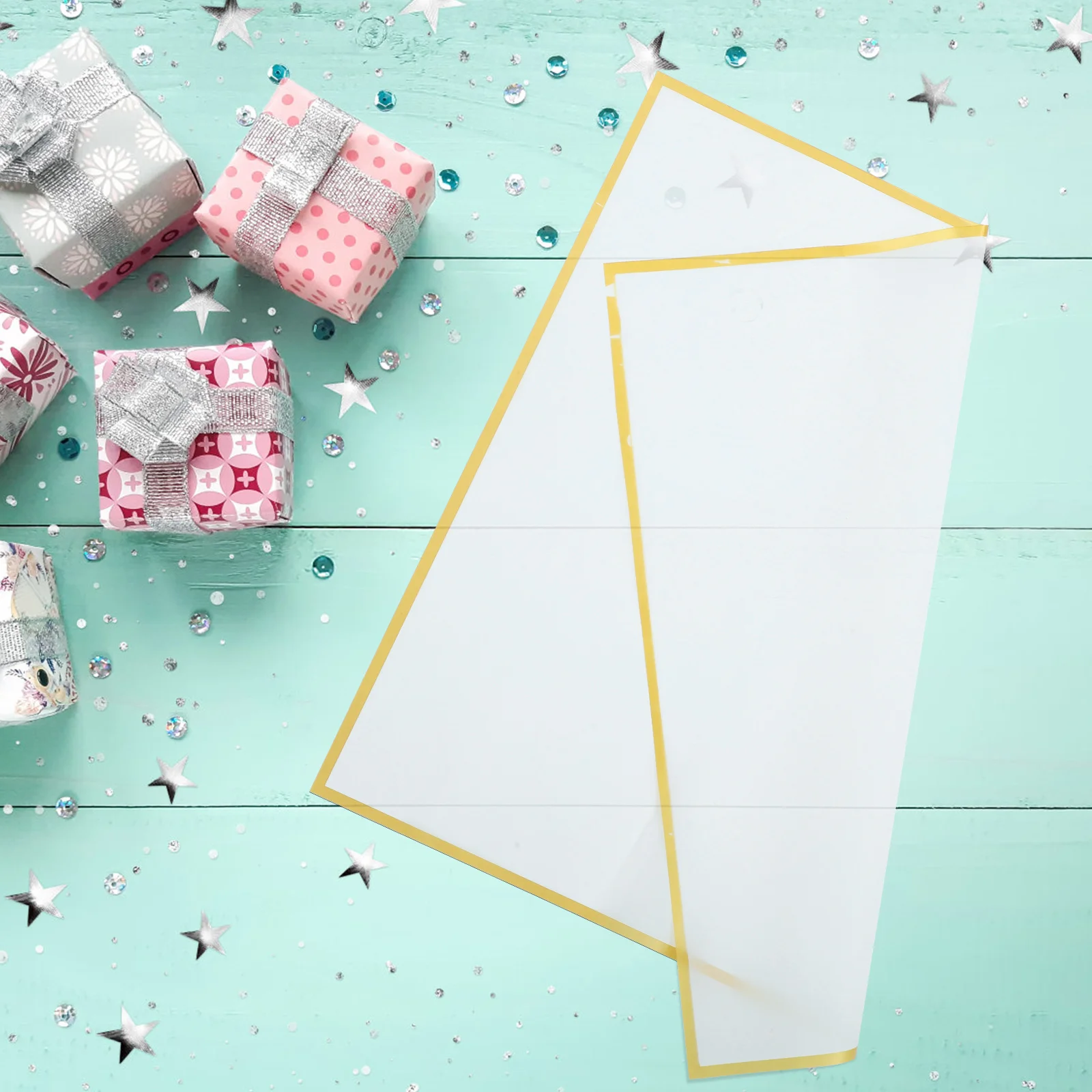 20 قطعة من ورق تغليف باقة الزهور المقاوم للماء بحافة ذهبية لحفلات الزفاف وعيد الحب وتغليف باقة الزهور