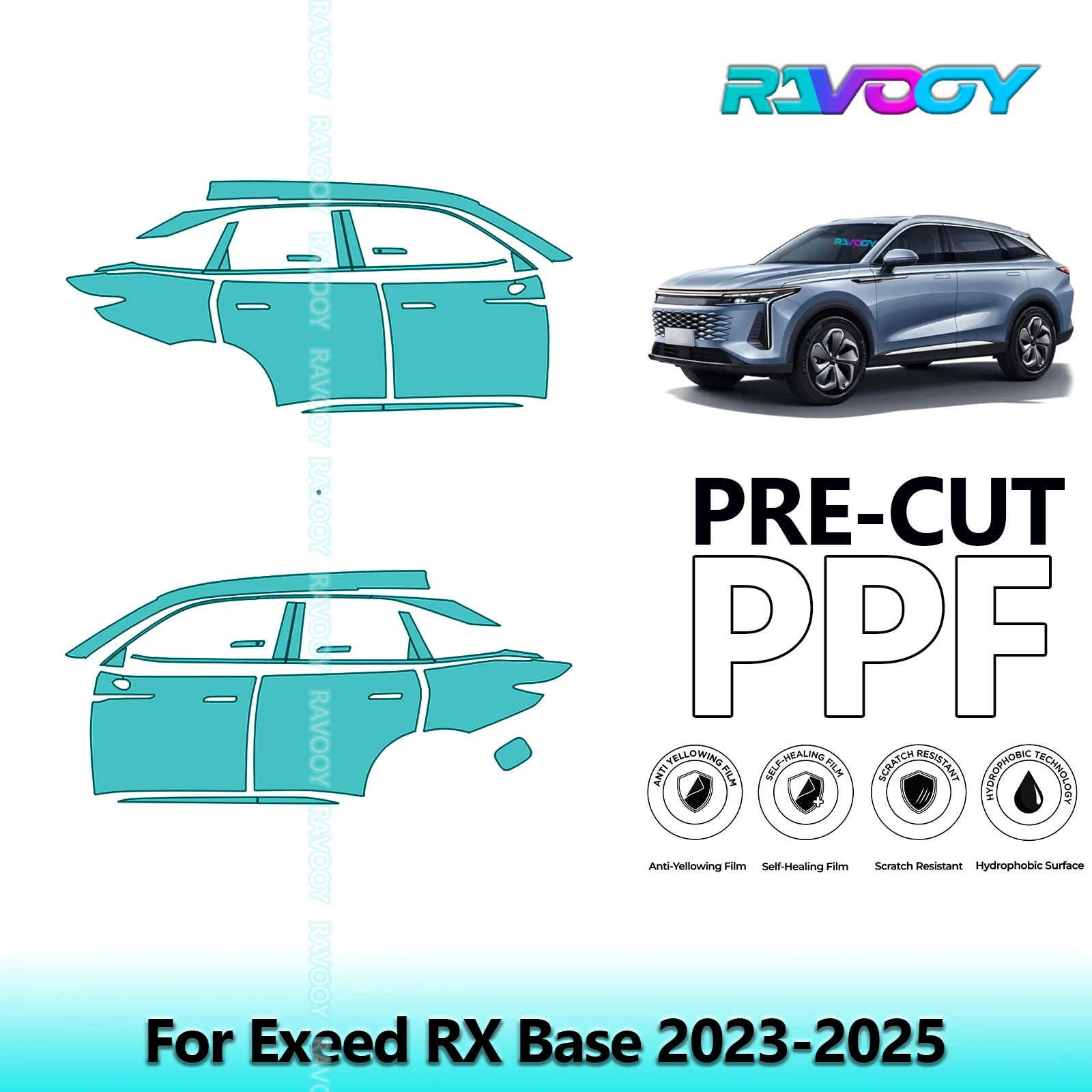 

For Exeed RX Base 2023-2025 8.5mil Clear Matte Pre-Cut PPF Door & A/B Pillar Kit TPU Paint Protection Film Set