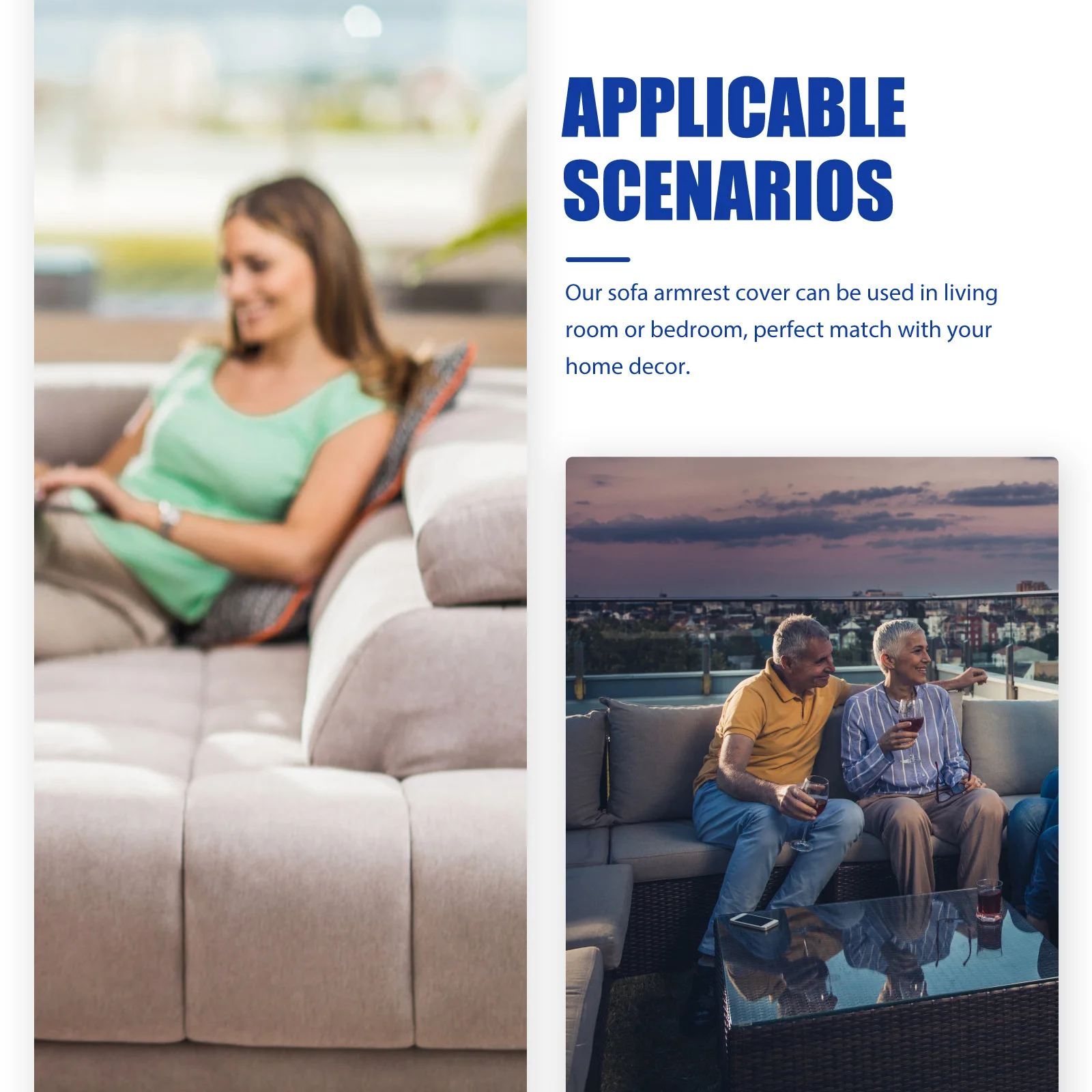 

2Pcs Elastic Armrest Covers for Sofa Non-Slip Stretch Couch Protector Comfortable Touch Living Room Bedroom Furniture Cover