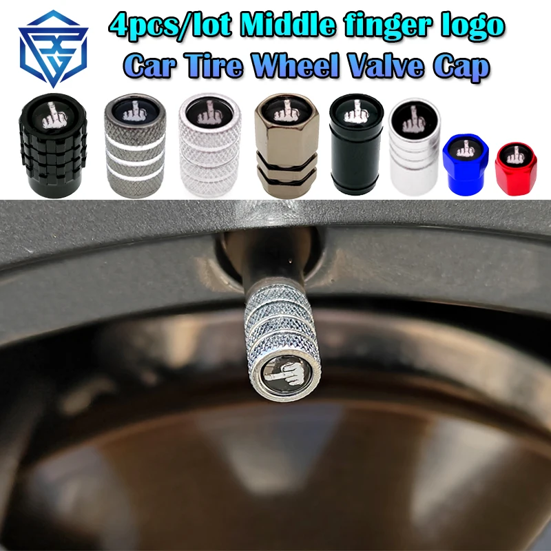 4pcs/lot Middle Finger Hand Signal Picture Car Tire Stem Valve Hub Caps Third Finger Forearm Jerk Bike Bicycle Truck Motorcycle