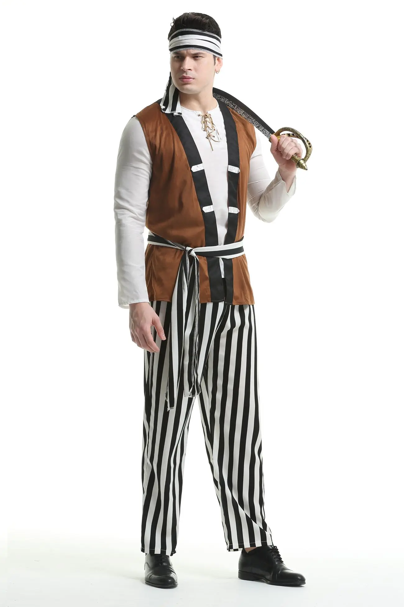 Deluxe Halloween Pirate Costumes for Men Adult Male Captain Costume Fantasia cosplay Clothing Set