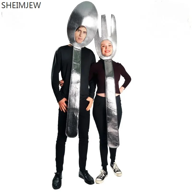 

Halloween Carnival Cutlery Knife And Fork Headdress Holiday Dress Up Oufits Couple's Masquerade Role Play Costume Funny Costume