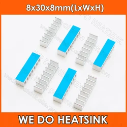 WE DO disipador de calor con almohadillas adhesivas de doble cara conductoras térmicas azules, Enfriador de refrigeración por inmersión de aluminio, 8x30x8mm