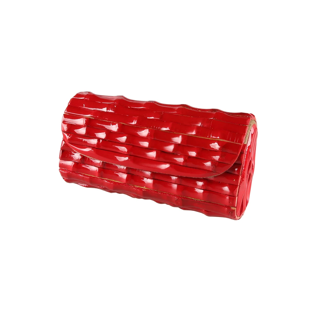 Nilerun Brand Fashion Shiny Red Painted Evening Purse Wallet Unique Handmade Real Hard Bamboo Root Clutch Bag for Women Ladies