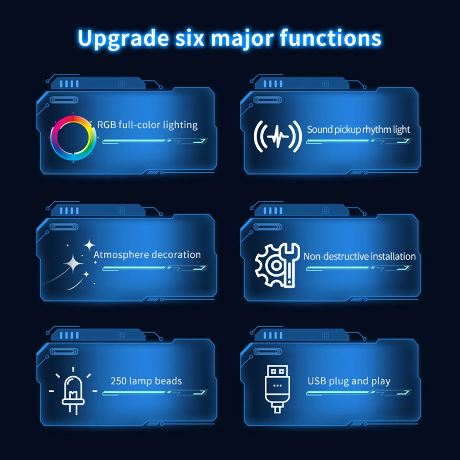 Einstellbares LED-Spektrumlicht mit mehreren RGB-Farben für die Innenausstattung von Autos zur Dekoration und als Innenzubehör. – Detail 16