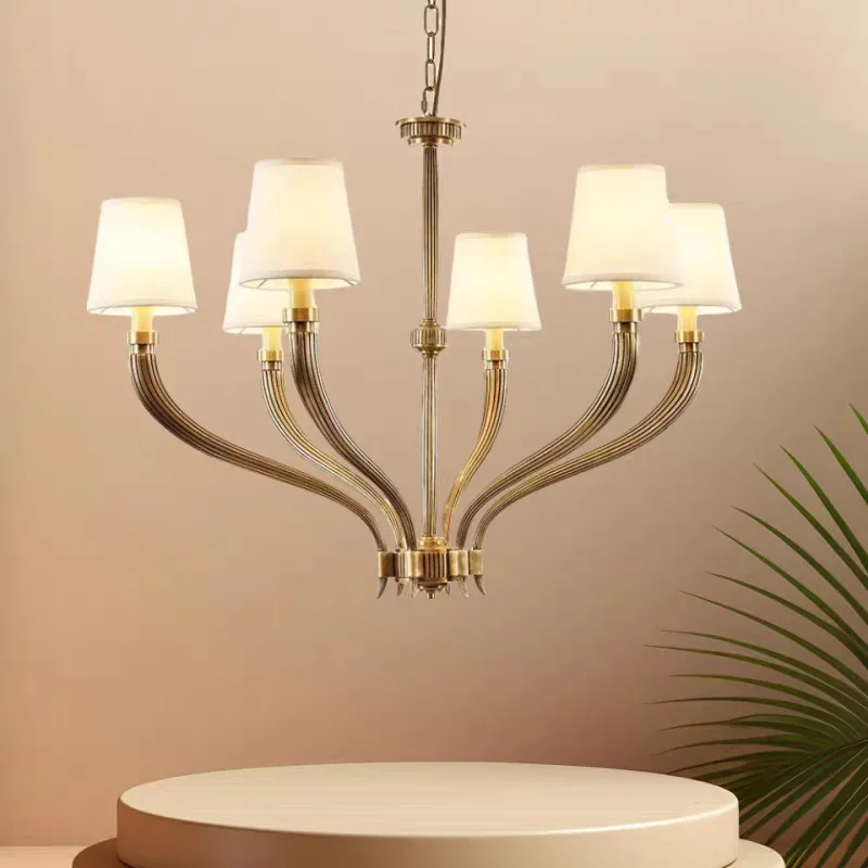 American all-copper sanding retro living room chandelier, modern simple bedroom,corridor, study light luxury entrance lamp