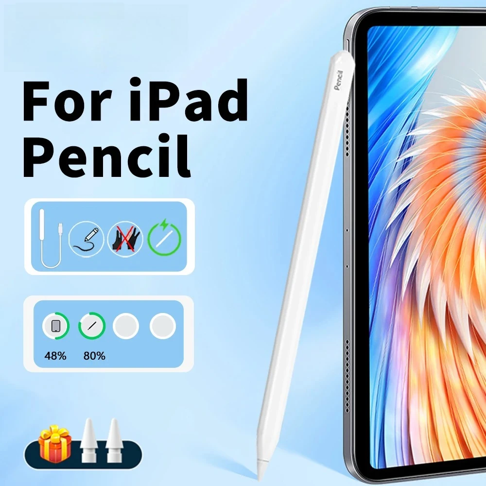 

НОВЫЙ стилус для Apple Pencil 2, беспроводная зарядка для iPad Pro 11 12,9 Air 4 5 Mini 6, ручка для iPad, аксессуары для iPad с функцией Palm Rejection