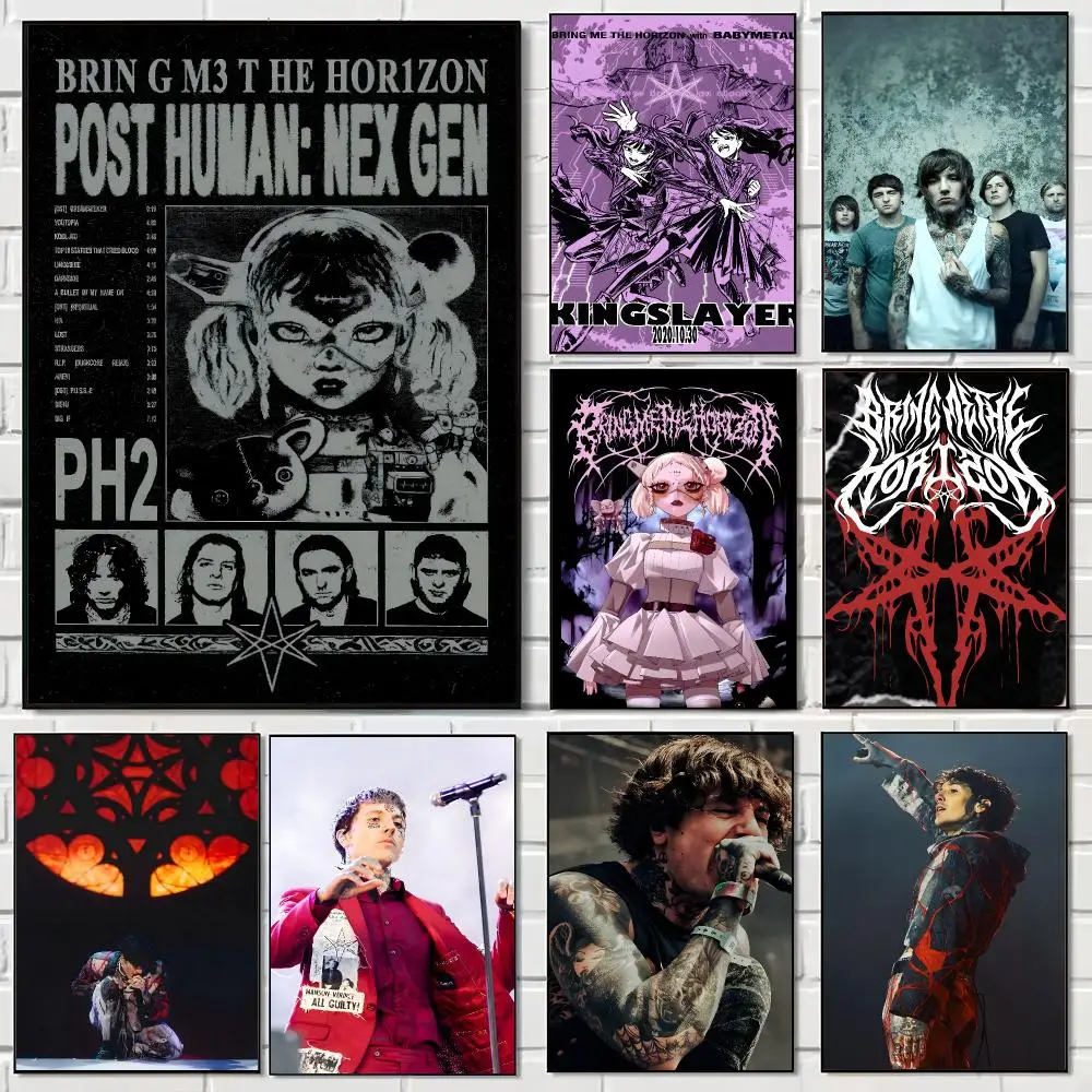 British Metalcore Band B-Bring Me The Horizon Poster Pegatina artistica HD autoadhesiva impermeable para salon dormitorio