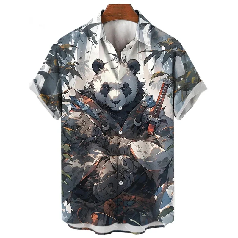 New Animal Shirts For Men Clothing 3d Panda Orc Print Pattern Casual Fashion Mens Shirts & Blouses Ropa De Hombre High Quality