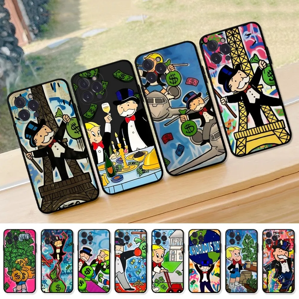 Cartoon Dollar Monopolys  Phone Case For iPhone 15 14 11 12 13 Mini Pro XS Max Cover 6 7 8 Plus X XR SE 2020 Funda Shell