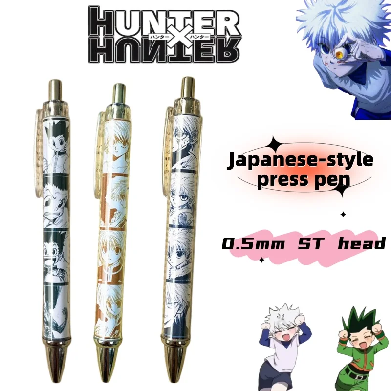 Cartoon Anime Fullmetal Hunter Japanese Style 0.5mm Click Gel Pen, Black, Durable, Suitable for Practice, Universal ST Black Pen
