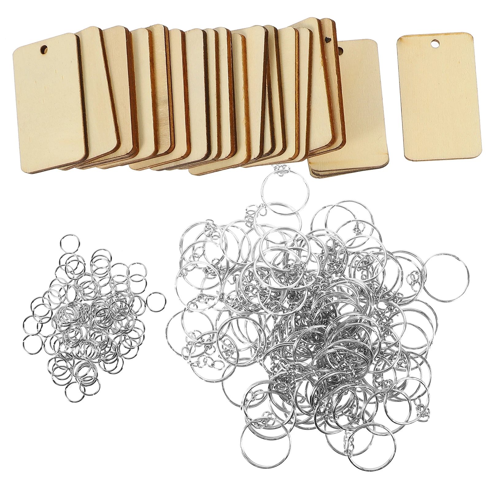 

1Set Wood Engraving Blanks Rectangle Wooden Key Chain Pendants Diy Material Christmas Tag Special Occasions Jewelry Making Kits