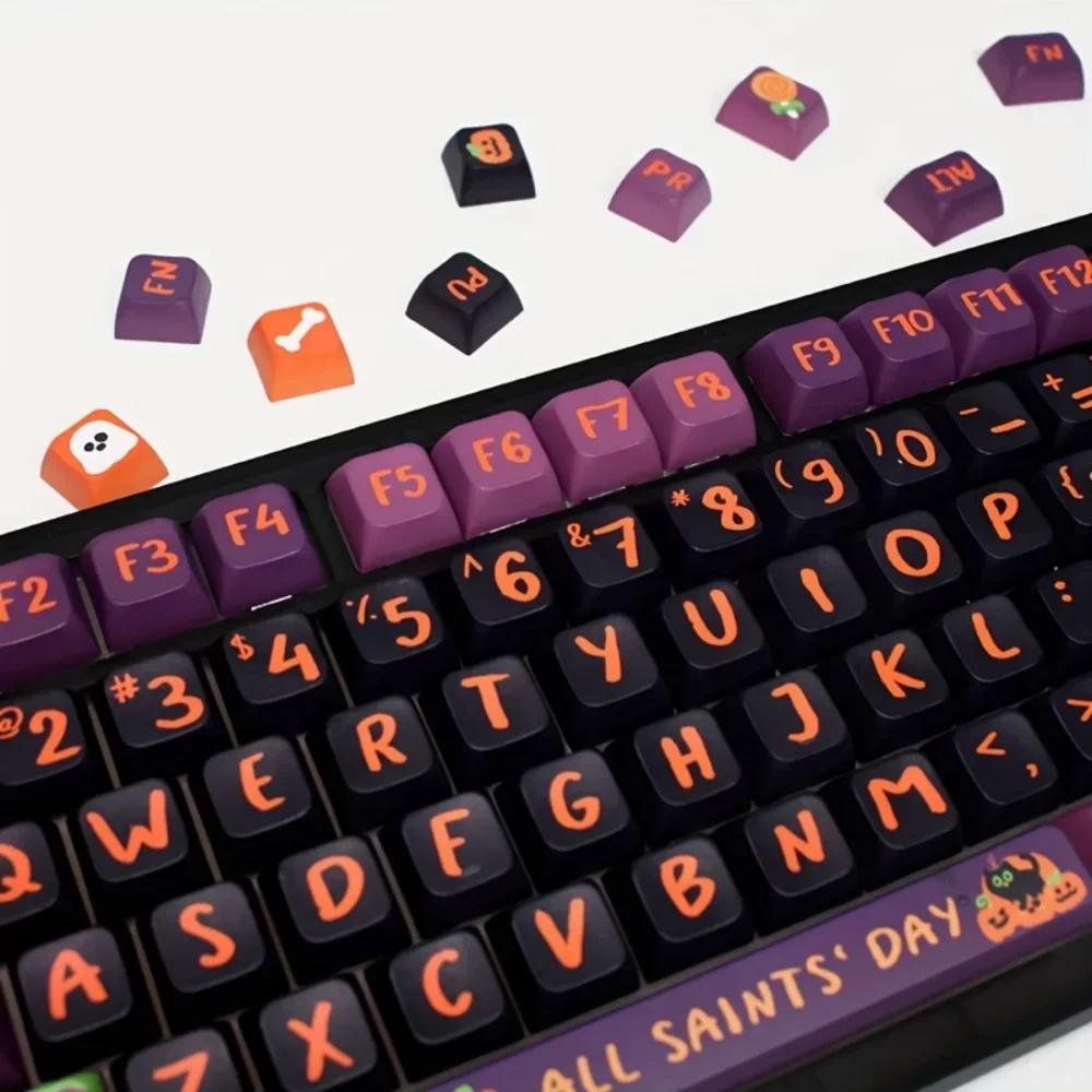 XDA PBT-luces de calabaza de Halloween, coche de calabaza fantasma, Gato Negro, Genie, estilo oscuro, teclas de teclado mecánico Universal, 135 teclas