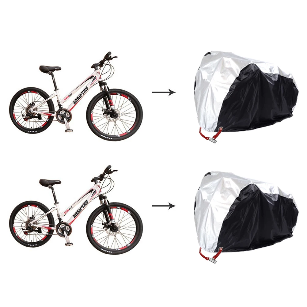 

1pc Bicycle Outdoor Cover Waterproof Uv Windproof Bike Protector Rain Sun Shield With Lock Hole Lightweight Foldable Xl