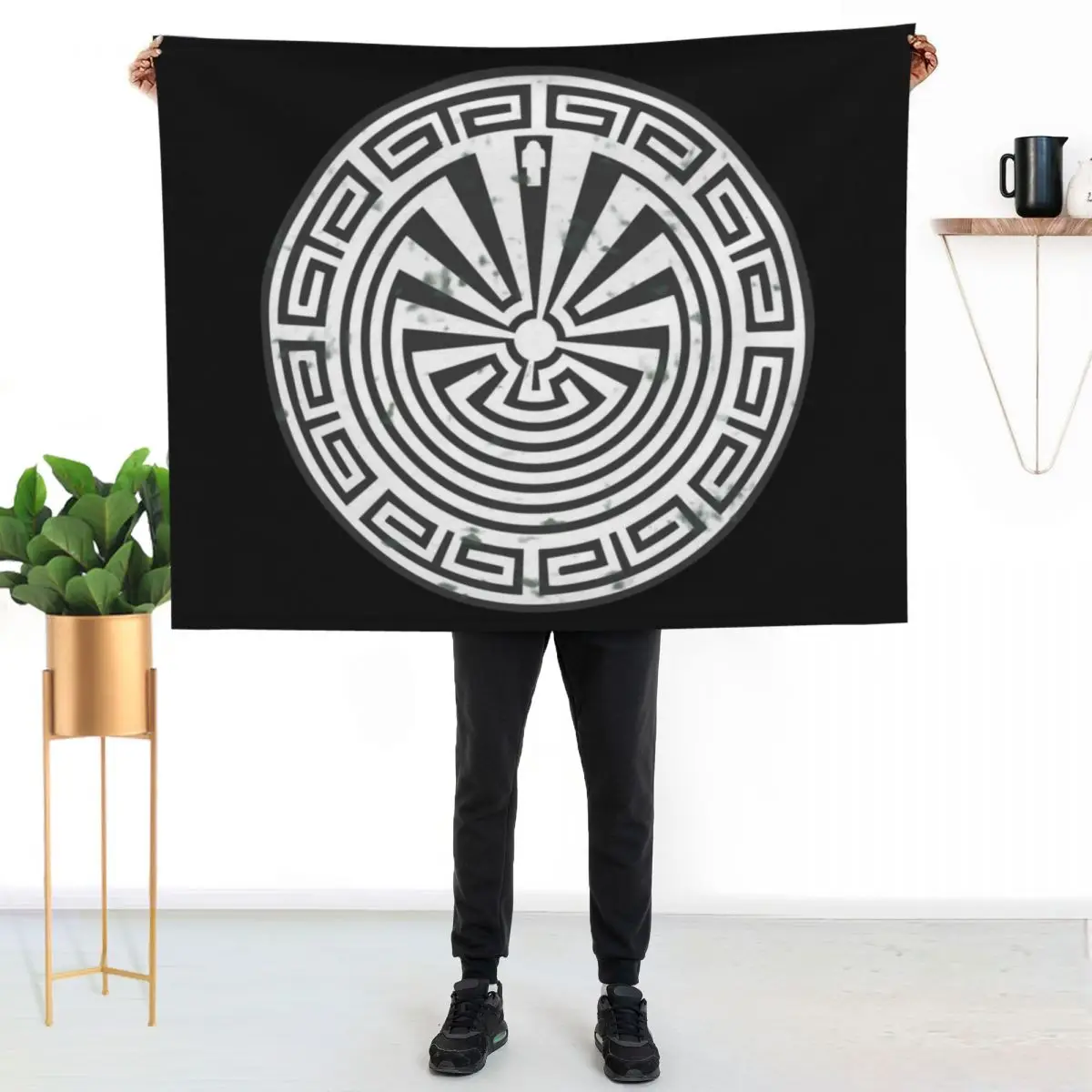 Man In The Maze - Native Americans Throw Blanket Soft anime warm winter Extra Large Throw Blankets