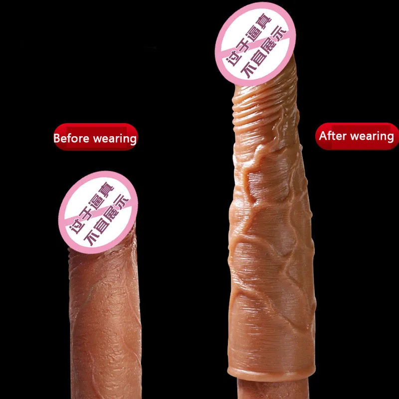 Penis Sleeve Liquid silicone Condom Penis Extender Sleeve Delay Ejaculation Intimate Condom Dildo Enhancer Enlargement Cock Ring