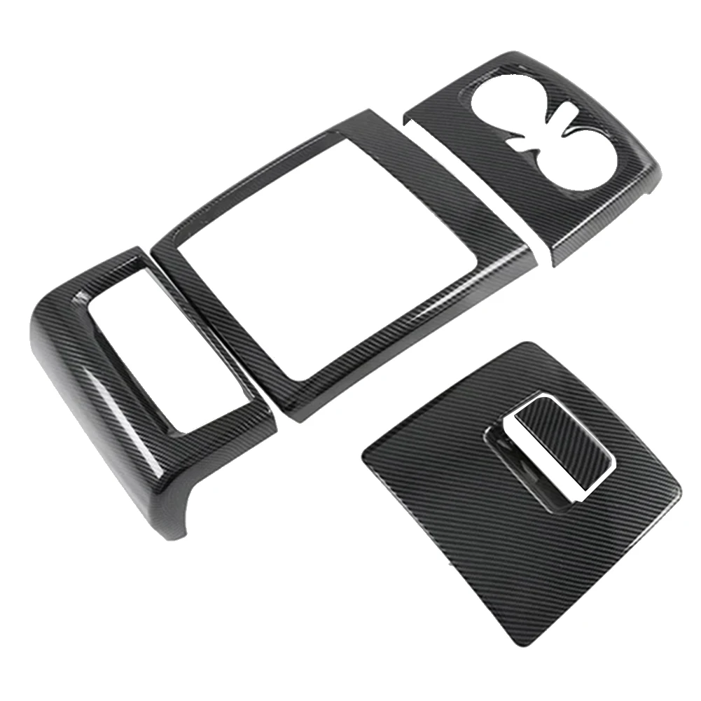 ألياف الكربون مسند ذراع السيارة صندوق الخلفي تنفيس الهواء الإطار غطاء الكسوة لكيا كرنفال KA4 2020 2021 2022