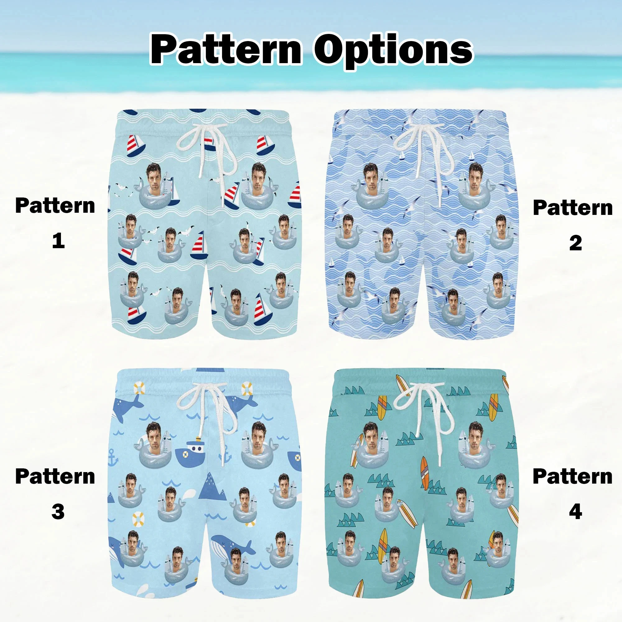 Summer Hawaiian 3D Custom Face Photos Printing Beach Shorts Women Fashion Streetwear Board Shorts Funny Y2k Swimming Shorts Men