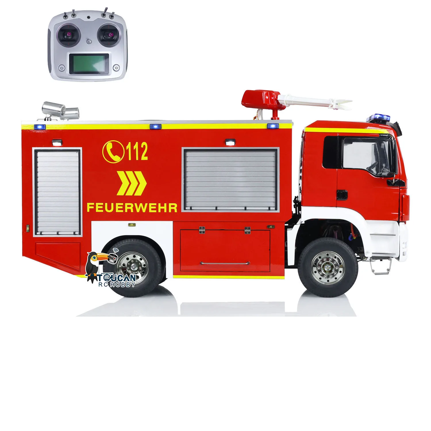 

Toys 1:14 4x2 RC Fire Fighting Truck 3-speed Transmission Remote Control Fire Vehicles Light Sound Painted Finished Cars TH24238