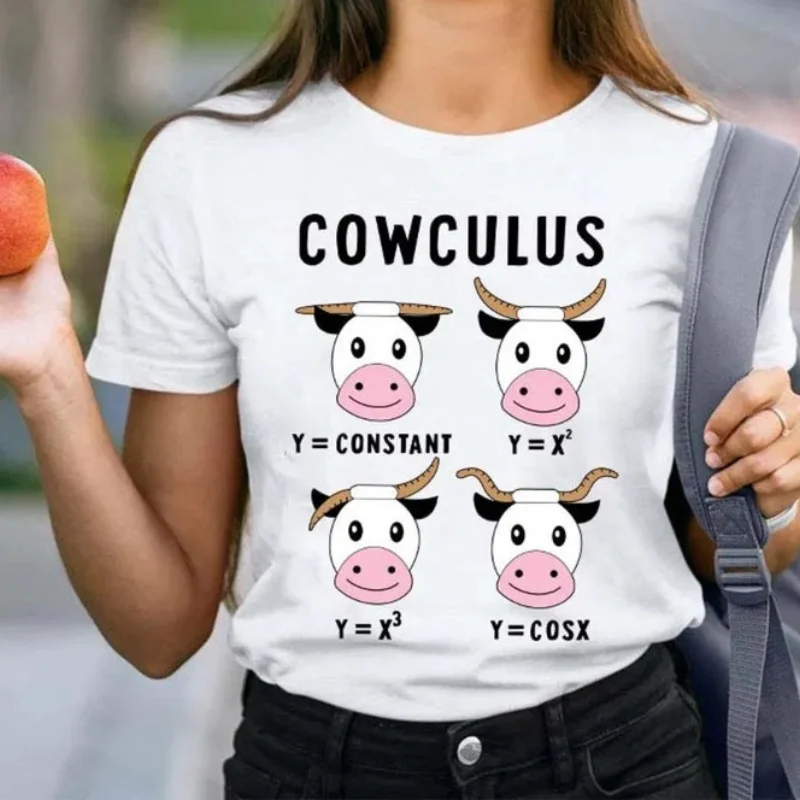 

Cowculus, забавная Винтажная футболка для учителя математики, футболка для любителей математики, футболки для любителей математики, футболки с графическим рисунком коровы, Kawaii Y2k, топ из хлопка