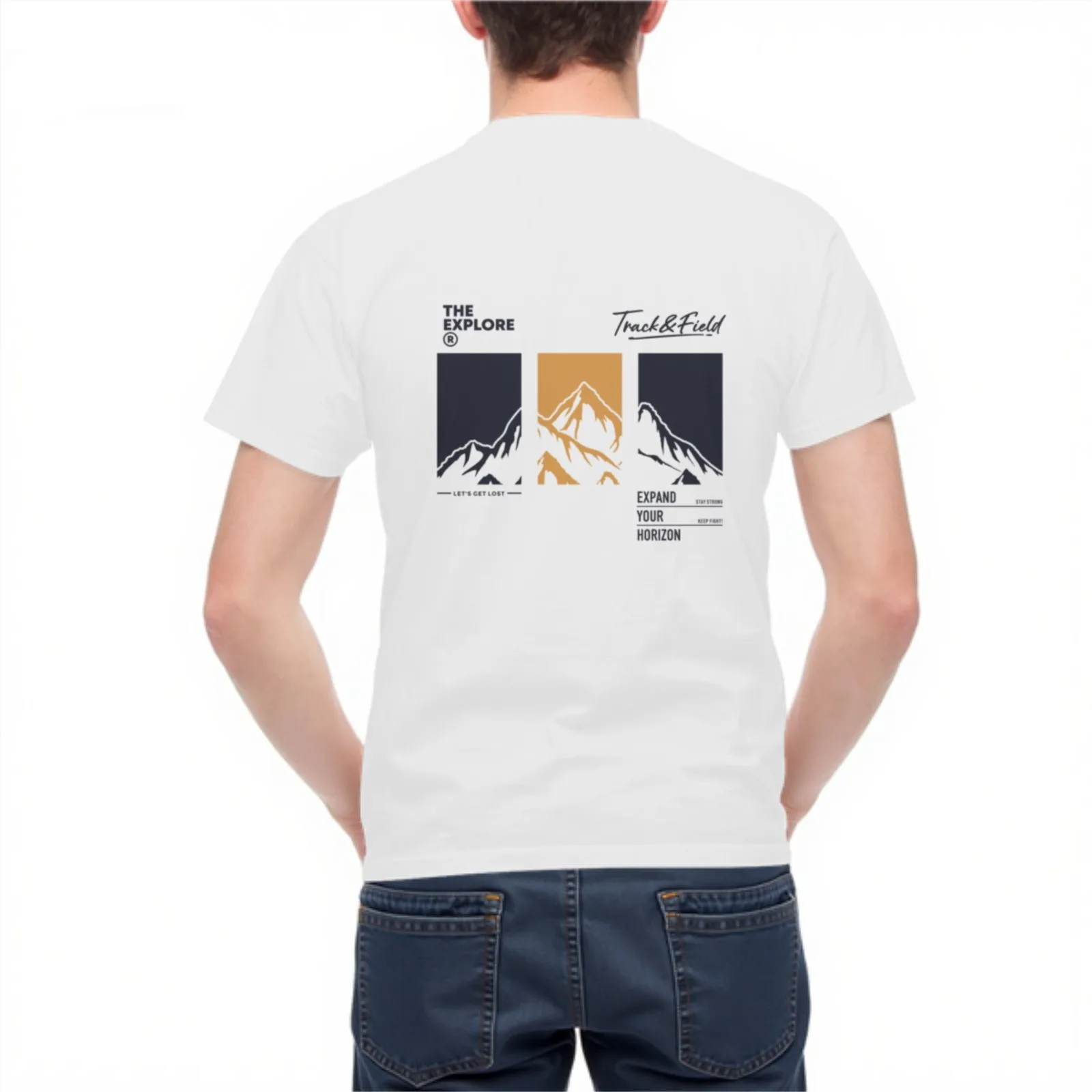 Explore Mountain Graphic Men's Casual Cotton T-Shirt Breathable Summer Daily Tee
