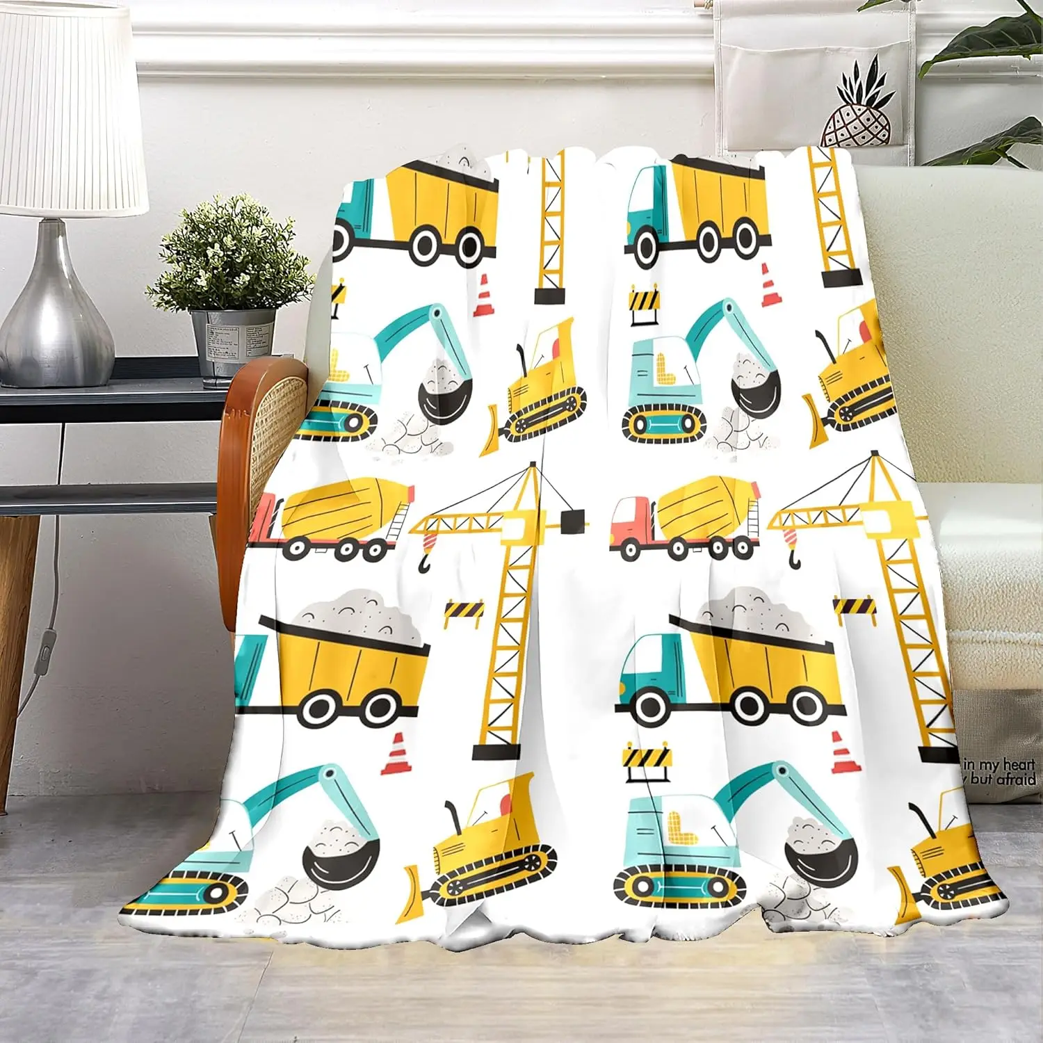 Throw Blanket Soft Cozy Warm Bed Blanket Flannel Blankets for Home Office Sofa Couch Tractor