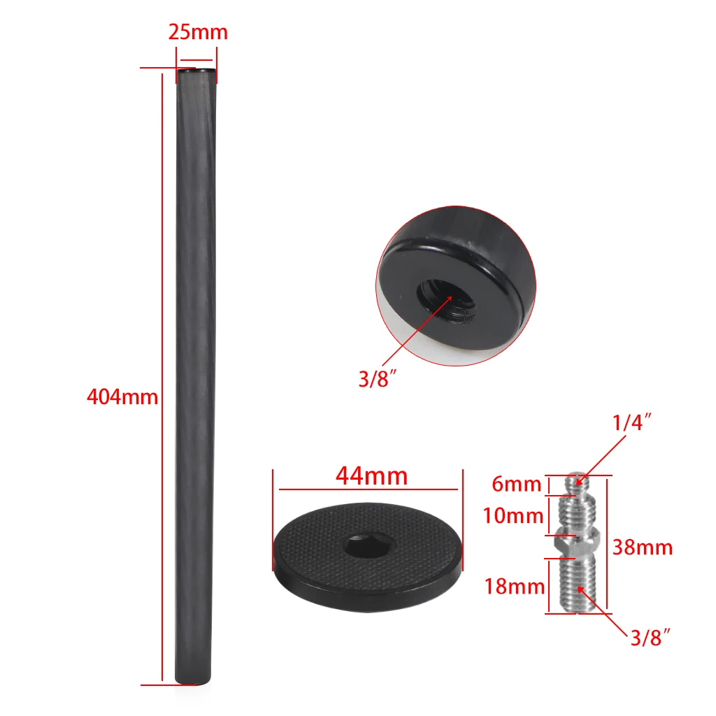 Mid-Axis Carbon Fiber Einbeinstativ Pole Zubehör Stativ Center Shaft Verlängerung Stange 3/8 zoll Loch SLR Kamera Stabilisator Griff grip – Detail 2