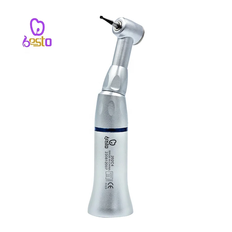 dent istry Equipment Push Button Contra Angle den tal Low Speed Handpiece E type 1:1 Blue Ring Compatible for 2.35mm Bur