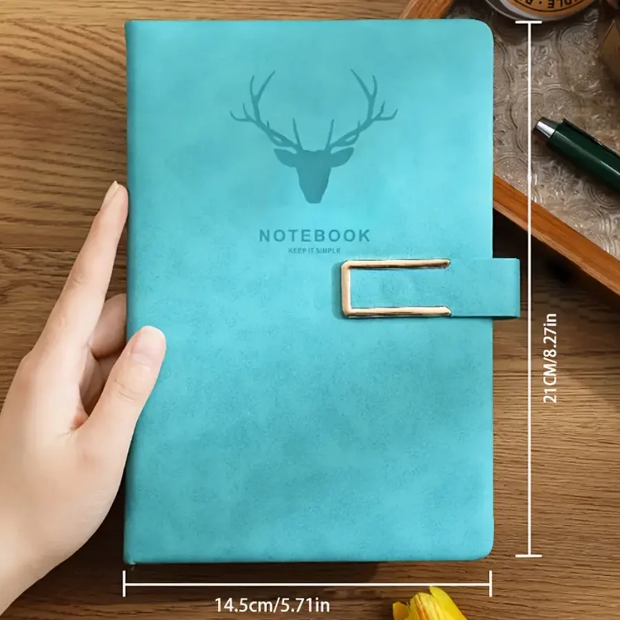 Vintage A5 leather notebook with personalized soft cover, perfect for business meetings, schools, and homes with bookmarks