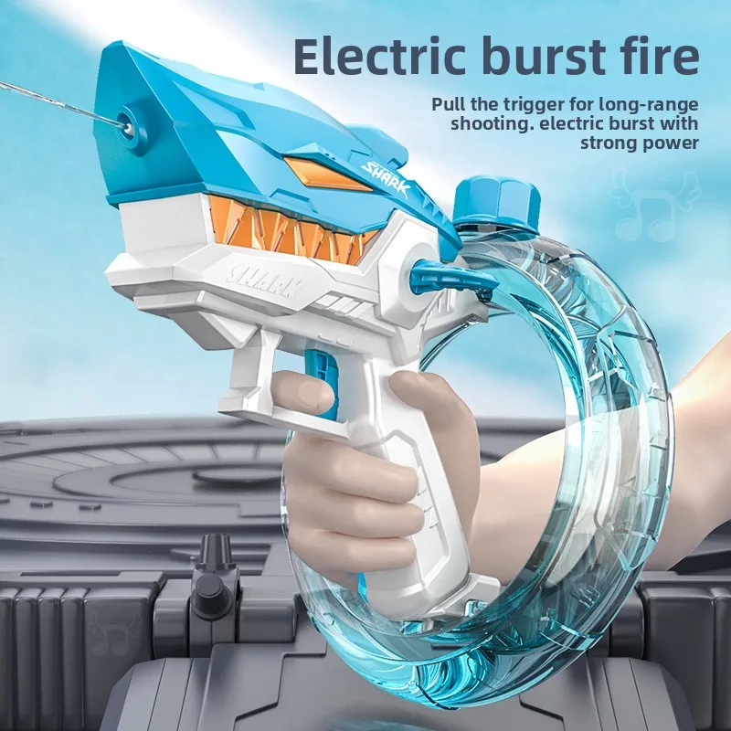 New Shark Electric Water Gun for Kids, Full Automatic Continuous Fire Water Blaster Summer Pool Toy for Boys Girls
