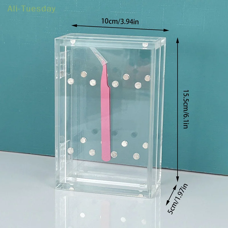 Caja de almacenamiento de pinzas para extensión de pestañas, estuche organizador de exhibición, soporte acrílico, suministros para extensiones de pestañas