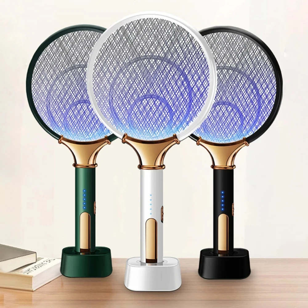 1200mAh Electric Mosquito Swatter LED Rechargeable Anti Fly Bug Zapper Killer Racket Pest Control Product