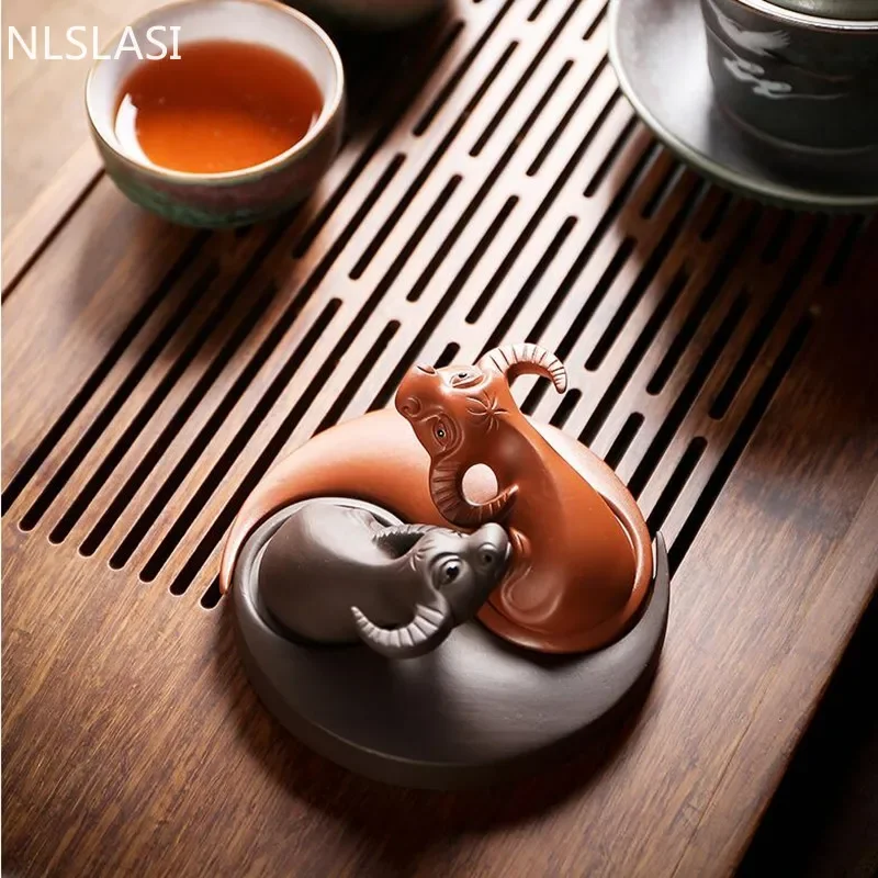 1 PCS Yixing Purple Clay Tea pet Handmade tea Figurine Creativity Ornament Boutique oolong tea table Accessories decoration