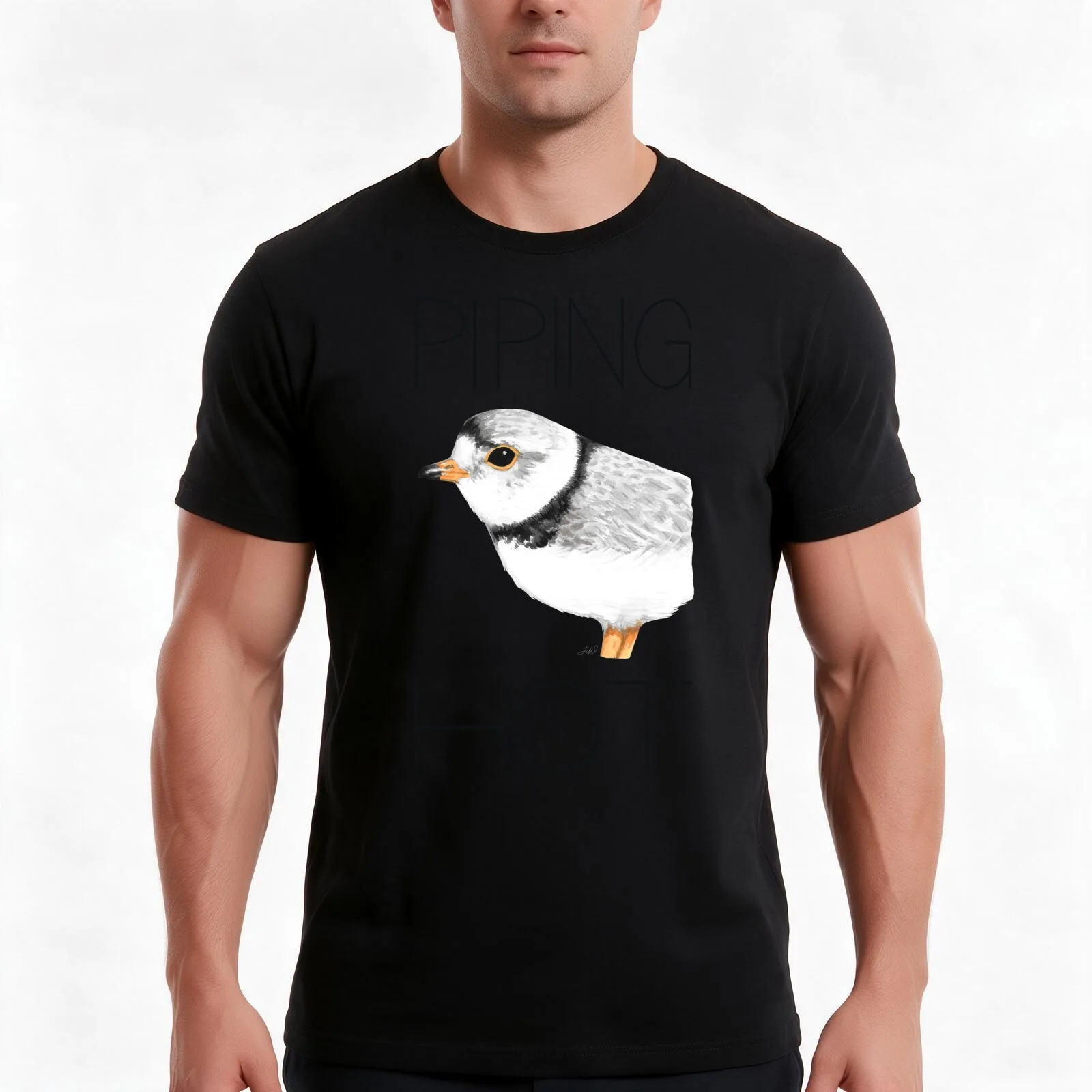 Piping (Plover) Hot T-Shirt, Summer Casual Cotton Tee, Oversized Streetwear Tops, Vintage Graphic Print, Loose Fit Short Sleeve