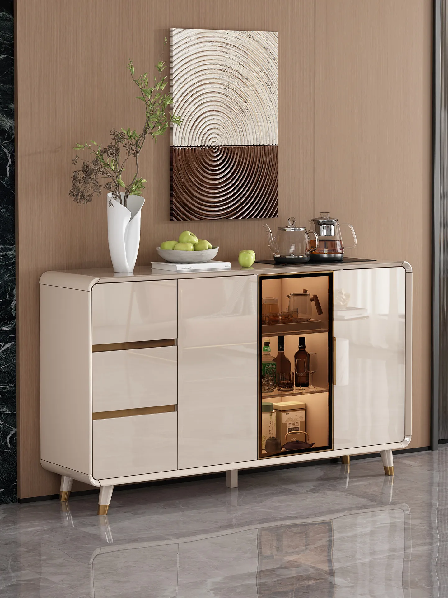 

Tea bar cabinet integrated machine dining side cabinet storage cabinet 2026 new light luxury modern high-end smart
