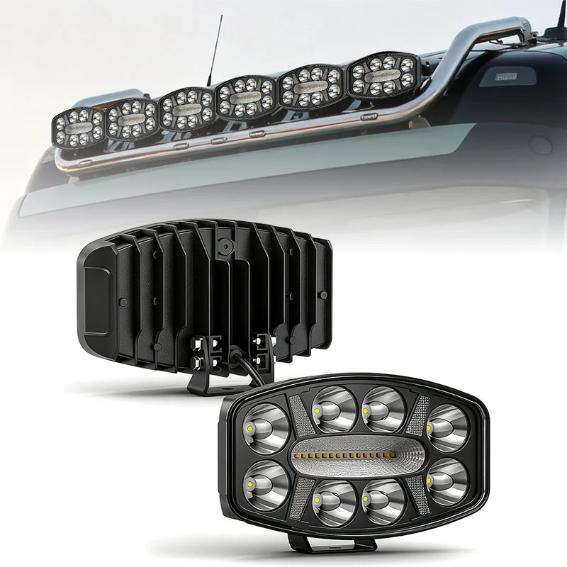 

10inch Oval Led Work Light Potlight with DRL Car Driving Light 10Inch For 4X4 Offroad SUV Truck Excavator White Amber 12-36V