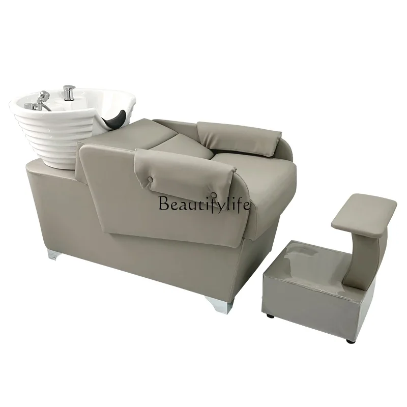 Barber Shop Simple Shampoo Chair Salon Ceramic Deep Basin Flushing Bed