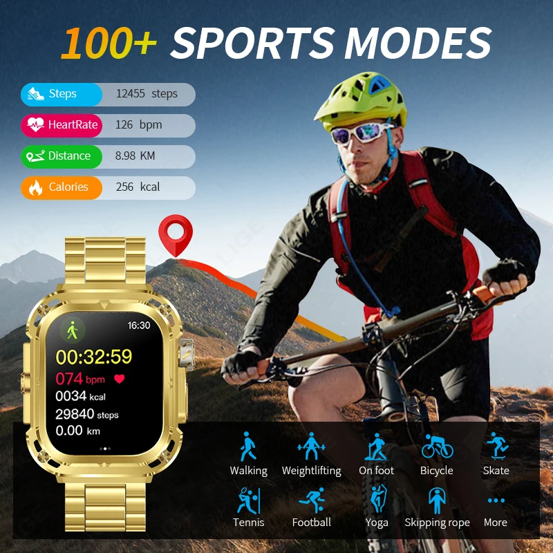 New GPS Tracker Smart Watch Men 2.1'' HD Screen NFC Watches Compass Military Outdoor Sports Waterproof Bluetooth Call Smartwatch